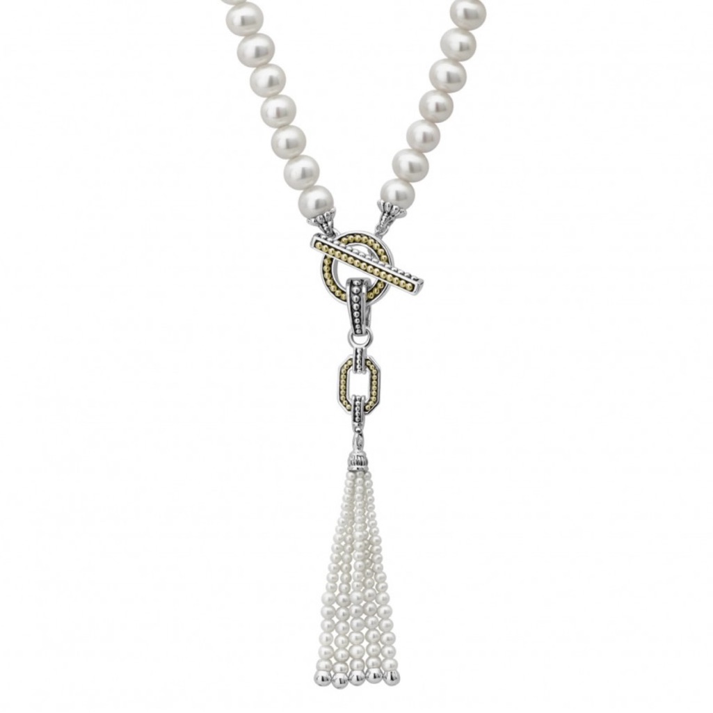 Lagos Luna Pearl Detachable Tassel Toggle Necklace 18k Gold And Sterling Silver 750$